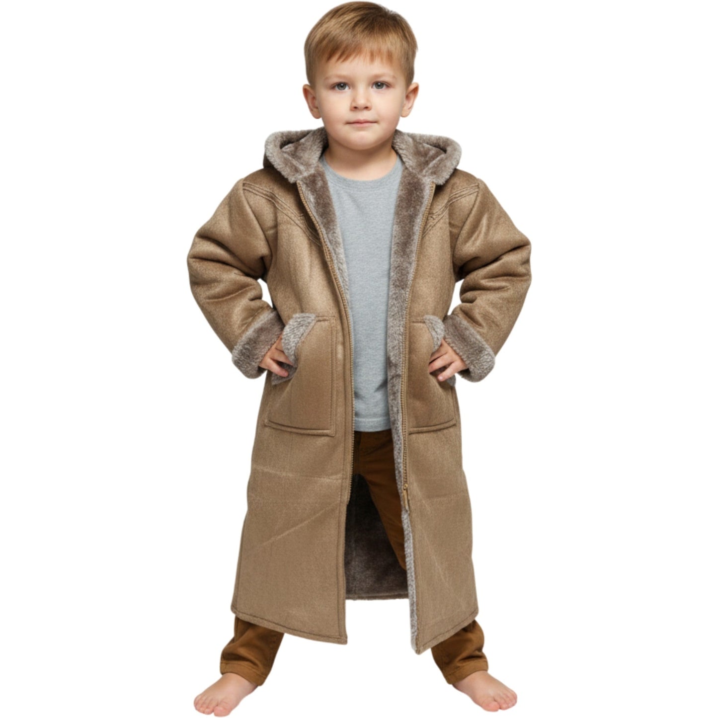 Kids Winter Fur Coat – Hooded & Stylish for 3-4 Year Olds, Warm Faux Fur Outerwear