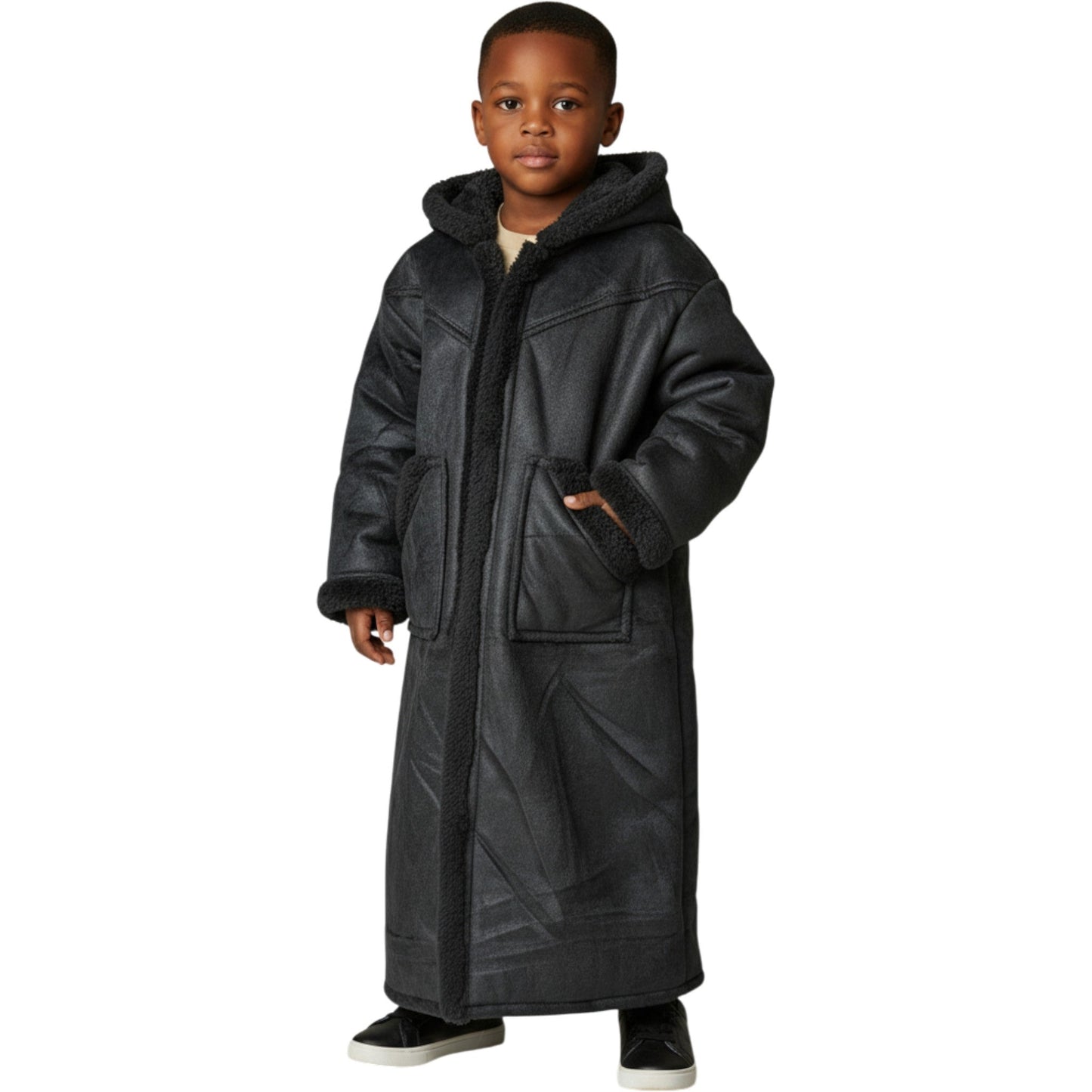 Kids Winter Fur Coat – Hooded & Stylish for 3-4 Year Olds, Warm Faux Fur Outerwear
