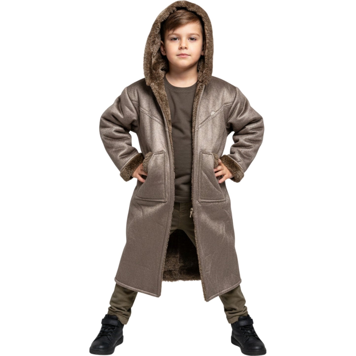 Kids Winter Fur Coat – Hooded & Stylish for 3-4 Year Olds, Warm Faux Fur Outerwear